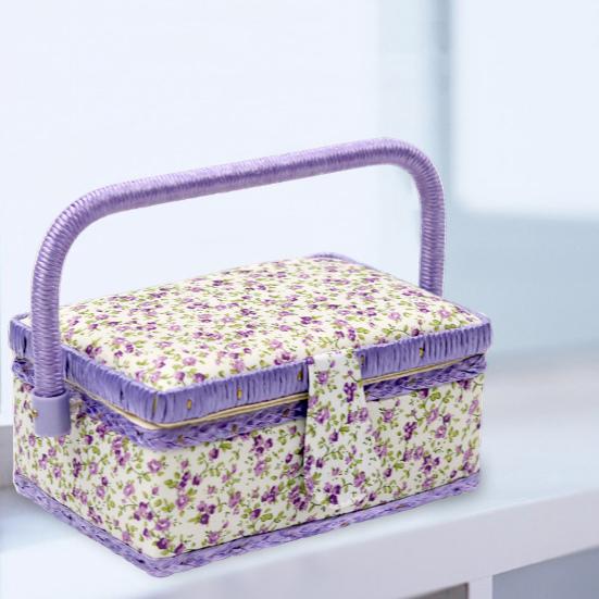 Большая вместительная корзина для шитья, органайзер для швейных принадлежностей с переносной ручкой, нитками, иглами, ножницами, чехлом для швейного набора