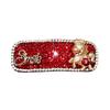 Women Red Rhinestone Hair with Metal Horse Design Clip For Wedding Party Accessory