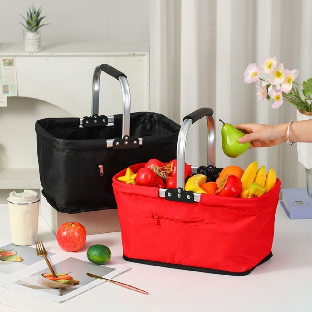 26 L Grocery Shopping Basket Oxford Cloth Shopping Bag Basket Grocery Storage Container Travel