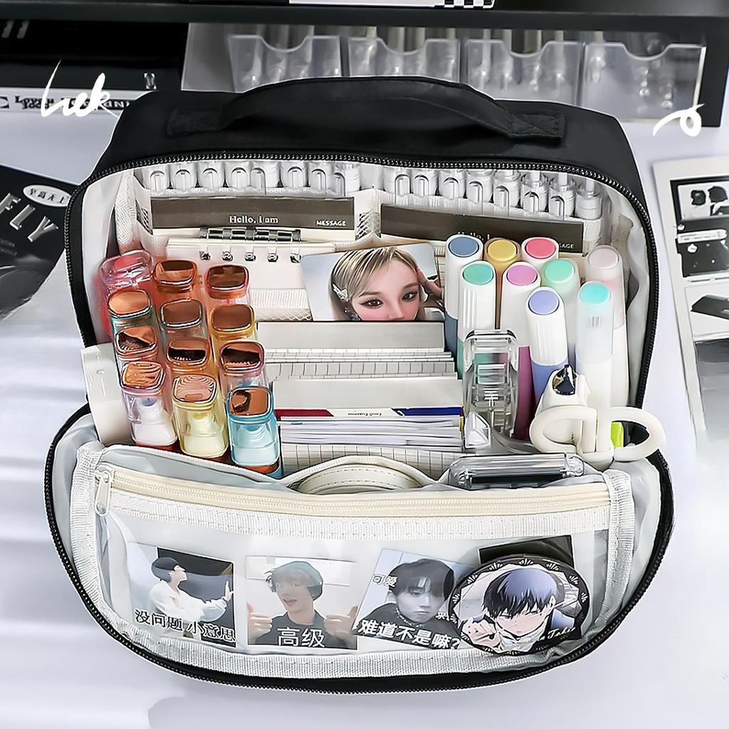 Увеличенный 11-слойный карманный пенал для ручек, сумка для ручек, простой цветной дизайн, широкое отверстие, сумка для хранения канцелярских принадлежностей, для школы, путешествий