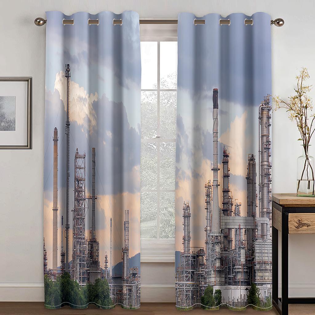 Закат красивый городской пейзаж занавеска, домашняя спальня гостиная теневая занавеска, комплект из двух частей