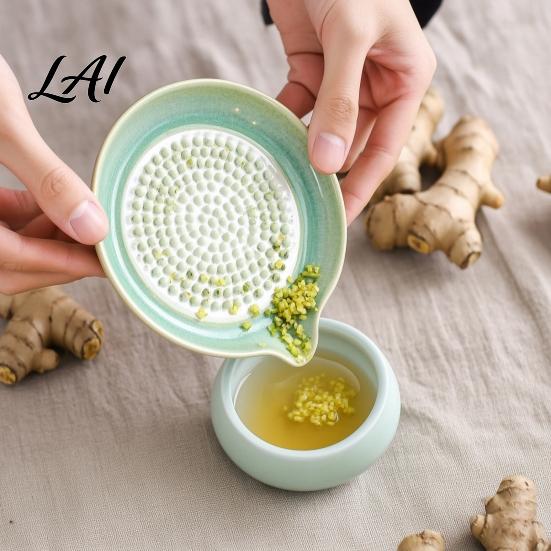 Mess-free Garlic Grater 5Pcs/Set Ceramic Plate with Pour Spout Ginger Cheese Manual Grinder Handheld Crusher Raised Teeth Kitchen Onion Lemon