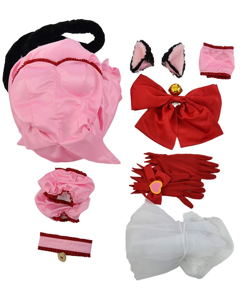 Miccostumes Костюм Кошки для Косплея Аниме Милое Розовое Платье из Искусственной Кожи Комплект Женский