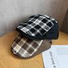 Retro Plaid Patchwork Newsboy Cap For Women Spring Summer Fashion Sun Protection