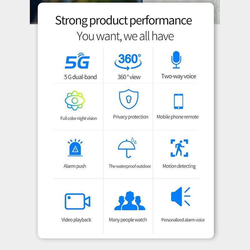 5 ГГц и 2,4 ГГц HD Скоростная купольная Wi-Fi IP-камера Открытый аудио ИК ночного видения Беспроводная камера AI Обнаружение человека 1080P PTZ Камера безопасности