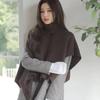 High Necked Irregular Women's Pullover Sweater Solid Color Ladies Cape Shawl Korean Style Simple Versatile Knitted Shawl