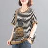 Футболка женская летняя большого размера в полоску, мягкая, свободная, с принтом, повседневная, удобная, пуловер, футболка, топ
