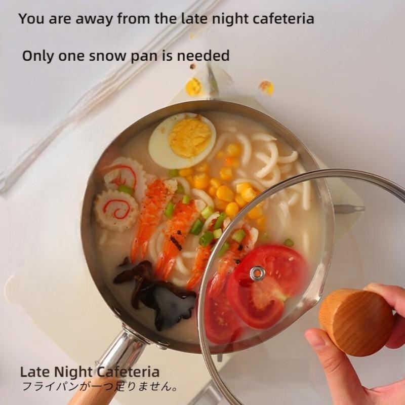 Japanese Snowflake Stainless Steel Pot Household Non-stick Uncoated Food Instant Noodle Cooking Pot with Pouring Spout Milk Pot