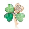 Women Brooch Exquisite Rhinestone Four-leaf Clover Brooch Badge Branch Pin Wedding Accessories
