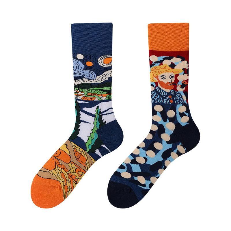 Creative and Fun Cartoon AB Trendy Asymmetric Mandarin Duck Men's and Women's Cotton Socks Medium High Socks