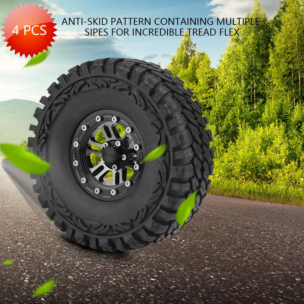 4pcsset 1:10 Crawler Tires Rubber Tyres Metal Hubs RC Accessory Remote Control Car Part