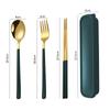 Three-Piece Japanese Stainless Steel Cutlery Set: Spoon, Fork, Chopsticks