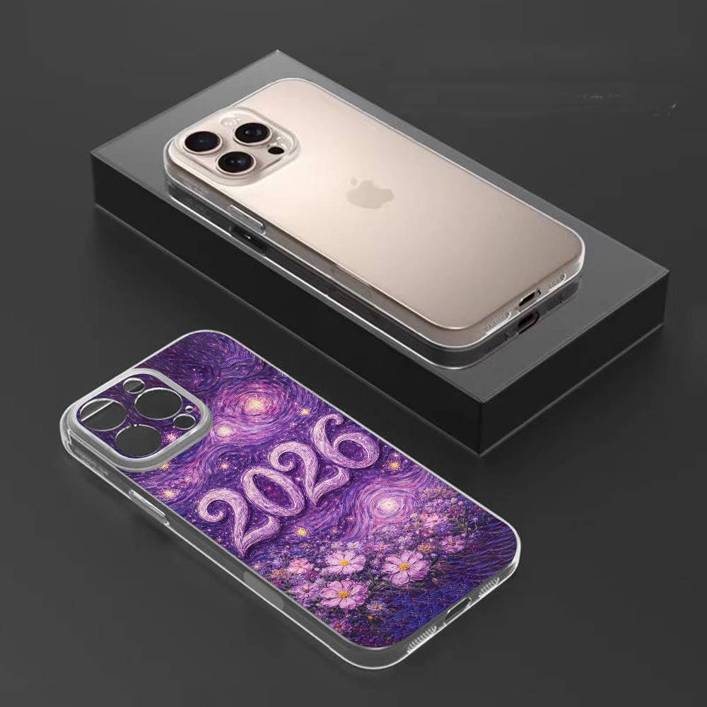The year 2026 Phone Case For iPhone17,16,15,14,13,12,11 Plus,Pro Max Soft Transparent Cover