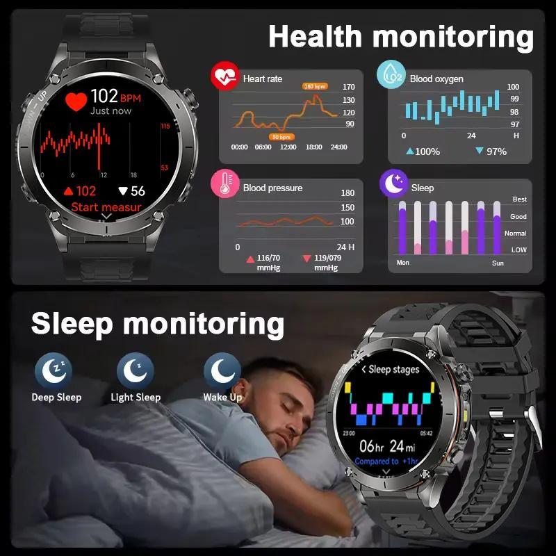 2025 НОВЫЕ Оригинальные Встроенные Двухдиапазонные GPS Мужские Смарт-часы Звонок по BT Фитнес Военные 10ATM IP68 Военный Спортивный Смарт-браслет для Xiaomi