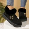 Fashion Casual Metal Buckle Decoration Thick Bottom Snow Boots Fashion Faux Fur Low Heel Boots Women Winter Warm Short Plush Shoes