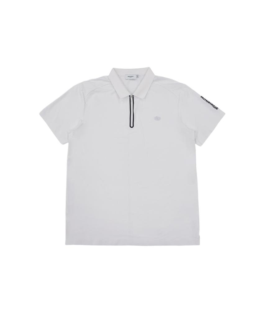 MONBIRDIE GOLF Mens Airy Fit Half-Zip Short Sleeve White