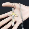 Cross Jesus Crucifix Stainless Steel Multilayer Pendant Necklace Gold Silver Color Male Necklace Jewelry Collier Homme NXH43S02