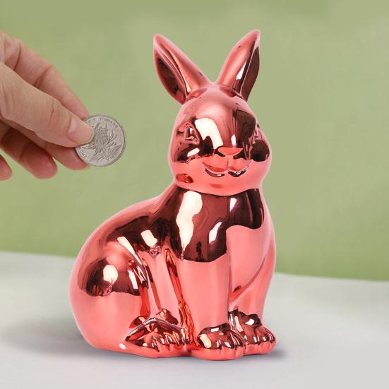 Пасхальный кролик, блестящая статуэтка кролика, копилка, винтажная скульптура кролика для домашнего офиса, декор стола, принадлежности для весенней вечеринки