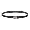 Gucci GG Marmont пряжка для ремня с логотипом Double G, двусторонняя узкая версия, кожаные аксессуары с металлической фурнитурой, женский, черный 847132-FAFGM-1000