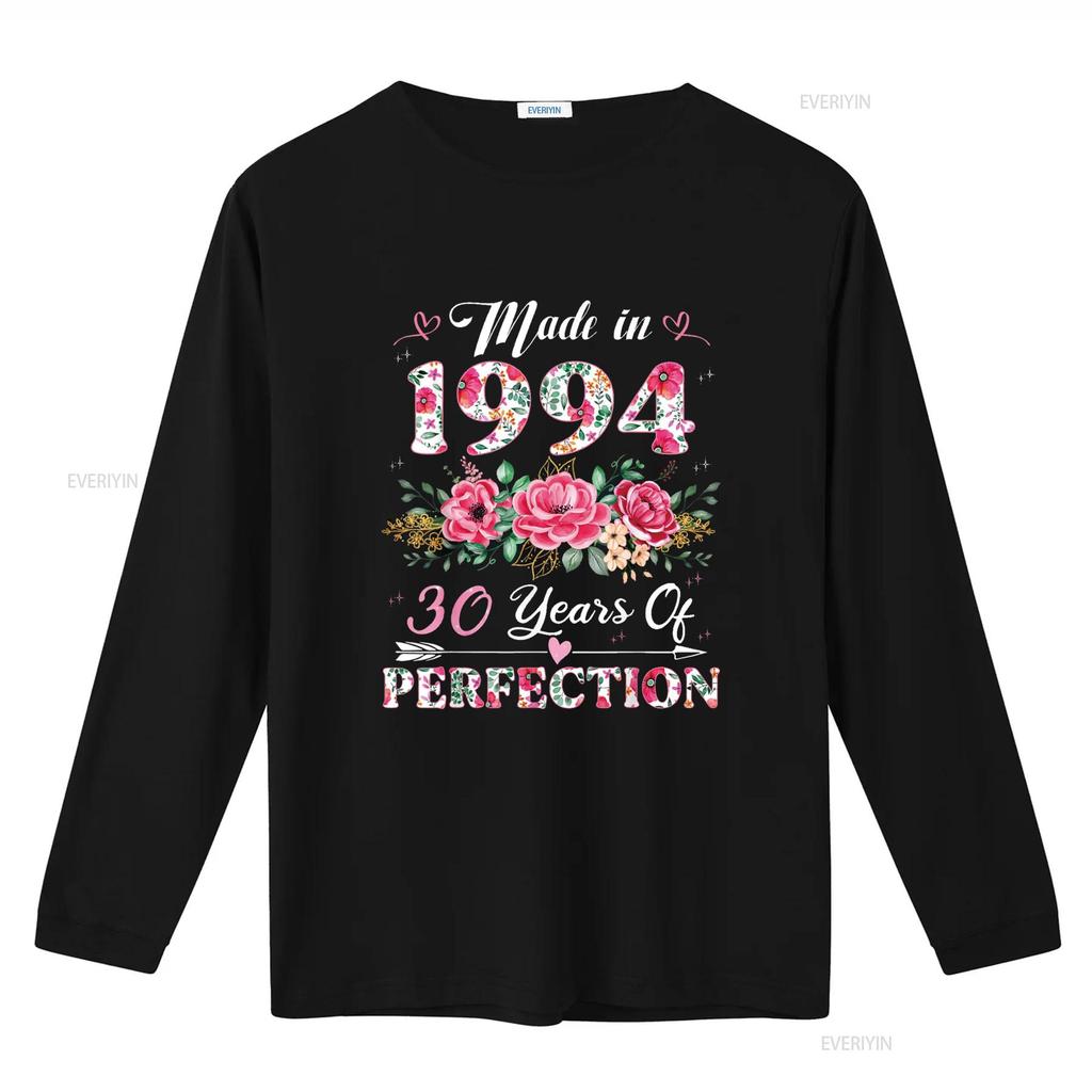 30-летняя Сделано в 1994 году Цветочная 30-й День Рождения s Женская Футболка винтажная Стирка Дышащая Унисекс Слегка Повседневная Мягкая Стильная