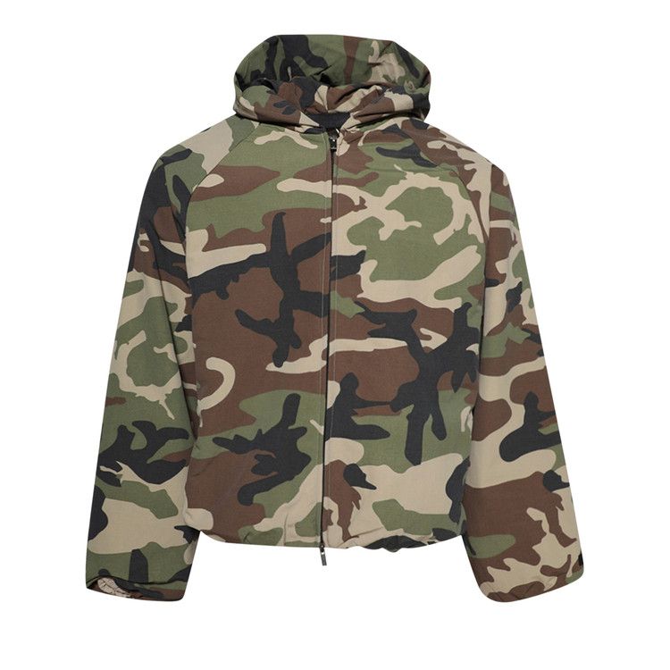 Men's Jacket Fear of God Essentials Military Nylon Hooded Jacket 'Woodland Camo'