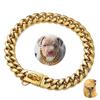 14mm Pet Dog Collar Stainless Steel Cuban Chain Dog Chain Dog Collar Lock Gold Silver Dog Chain  French Bulldog Pitbull Collar