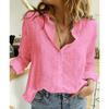 Весенне-осенняя женская повседневная льняная рубашка свободного кроя с длинным рукавом, больших размеров