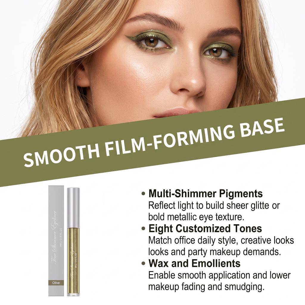 Shimmering liquid eyeliner and eyeshadow, natural color, silky smooth, versatile for everyday use, beautiful eye makeup
