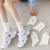 Весенние и летние тонкие японские милые радужные носки средней длины, корейская версия, белые вышитые хлопковые носки