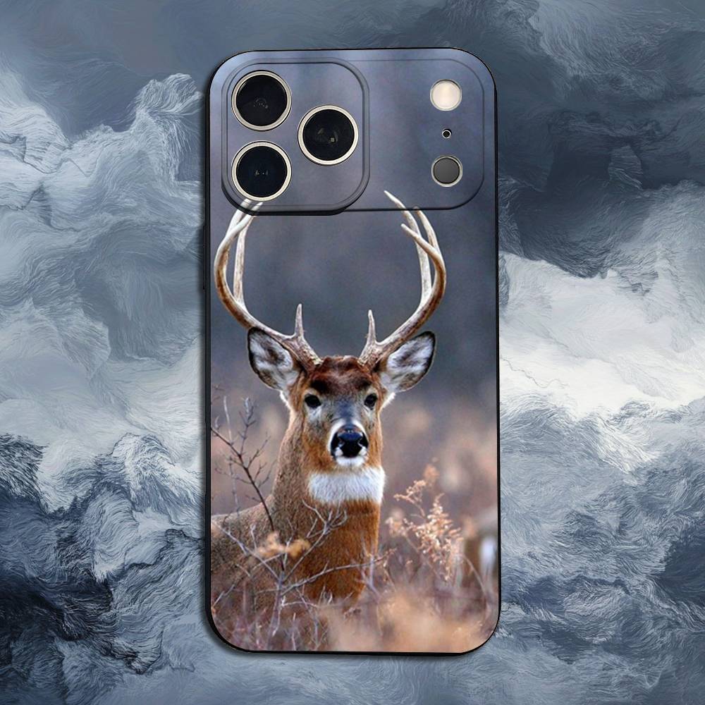 Deer Hunting Camos For iPhone 12,16,11,14,15,17,13,X,Mini,SE,XS,Plus,Pro Max,8,7,XR,Soft Silicone Black Case