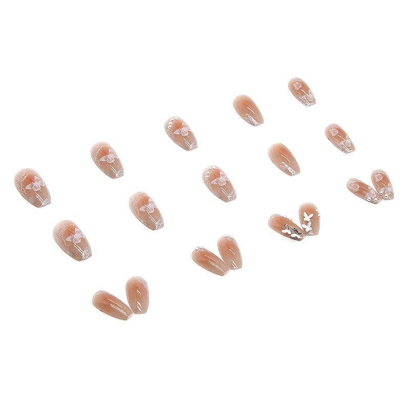 Ношение ногтей алмаз трехмерная бабочка жемчужный отбеливающий ноготь пластырь готовый носимый ноготь пластырь