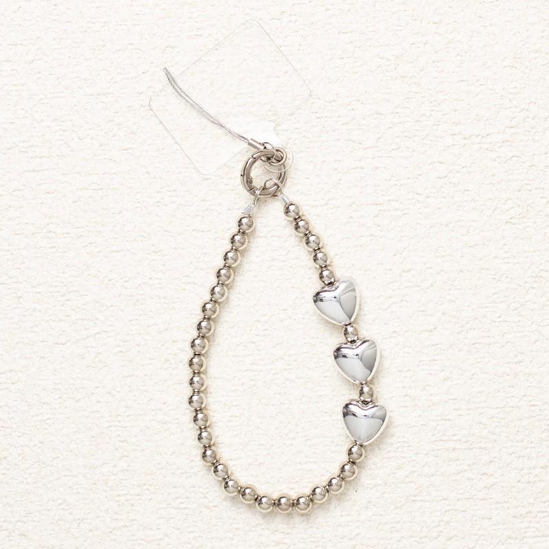 Брелок для мобильного телефона на запястье из хрустальных бусин в форме сердца с металлической пряжкой