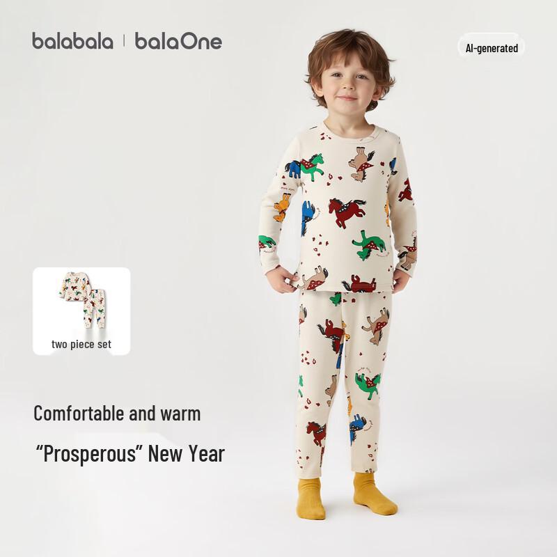 Balabala Kids' Soft Fleece Red Pony Underwear Set