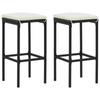 Day and Night - Day and Night Kitchen Stools with Cushions 2 Pcs Black Synthetic Rattan