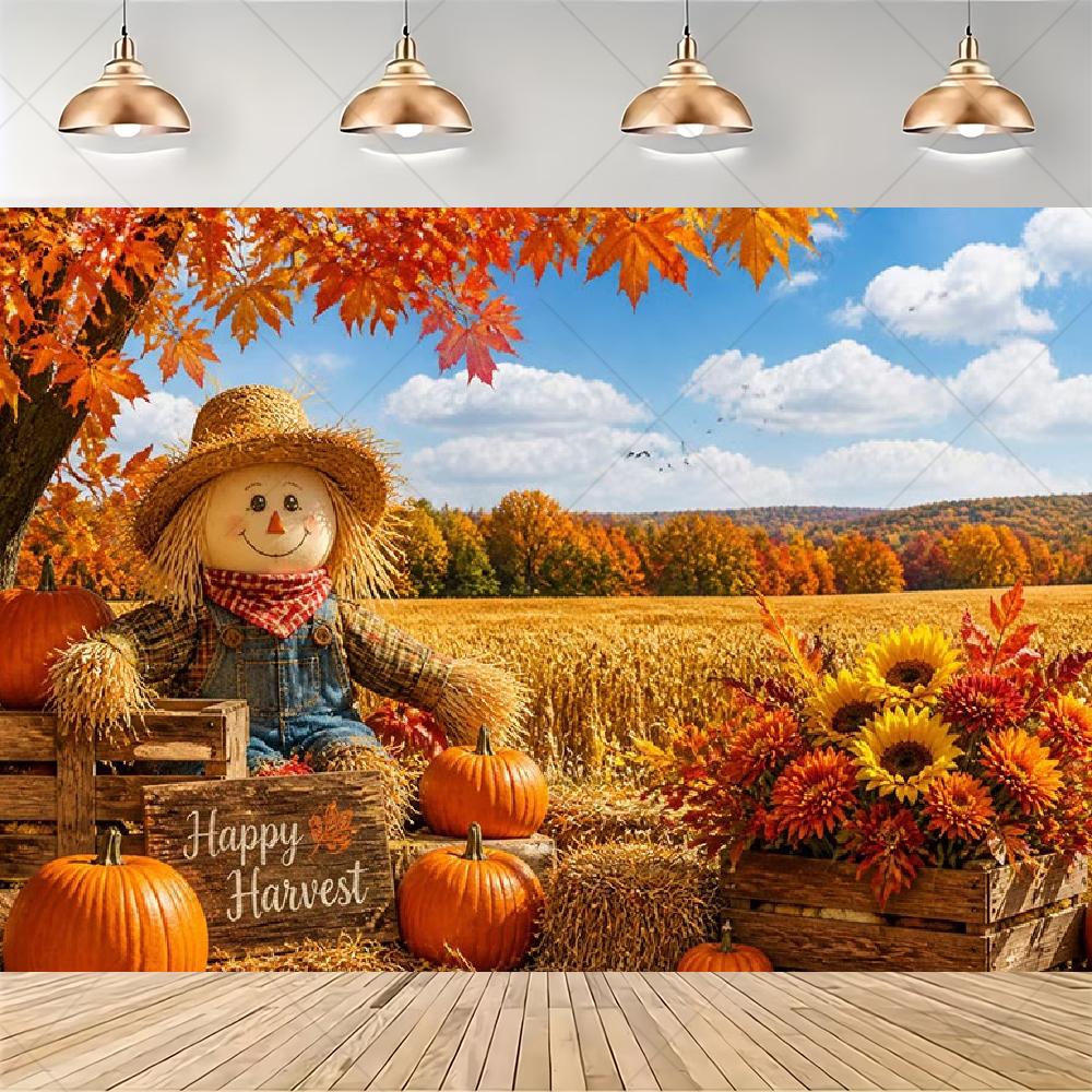 Autumn pumpkin themed backdrop, harvest festival decoration, baby shower background, photo booth backdrop4887