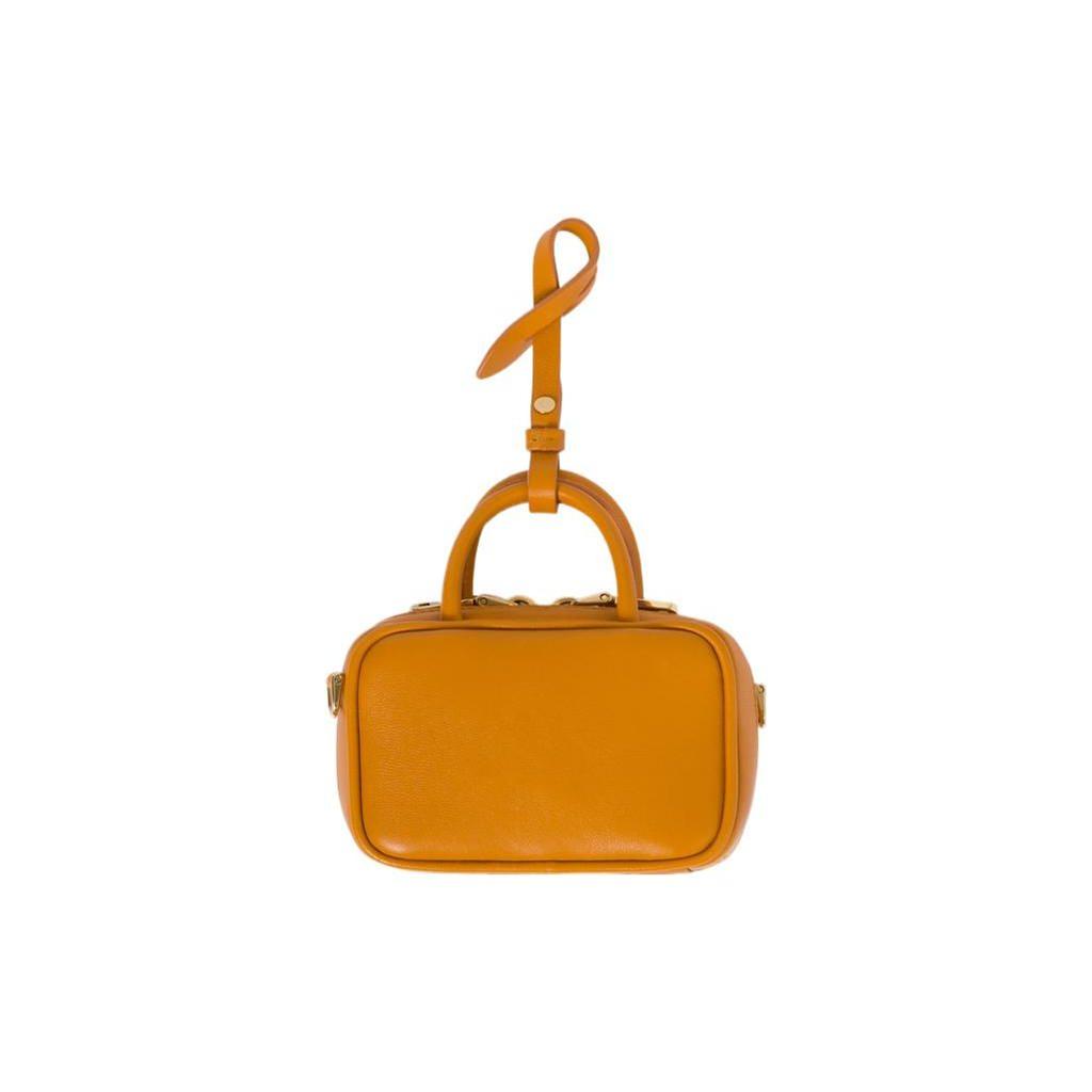 MIU MIU Embossed Letter Logo Detachable Adjustable Shoulder Strap Leather Mini Handbag Women Handbags Pomegranate-Yellow 5NR020-2F8W-F0E05