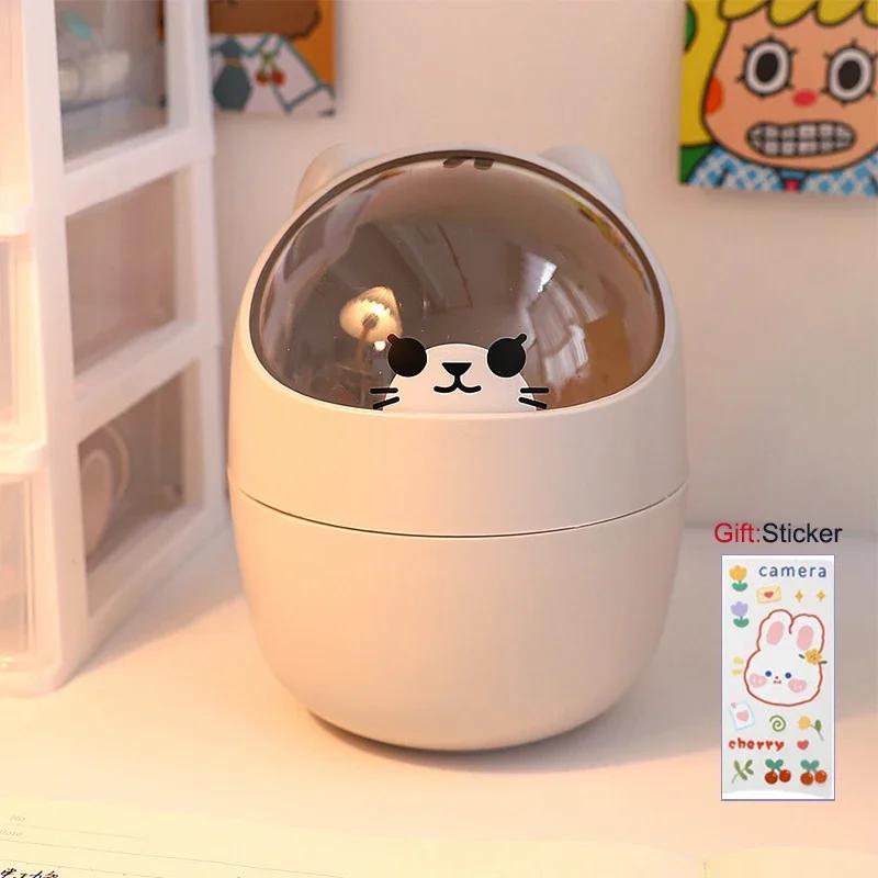 Ins стиль, креативный милый домашний рабочий стол с крышкой, мусорный бак, маленький мини-кавайный ящик для хранения на столе в спальне, держатель для ручек, наклейка