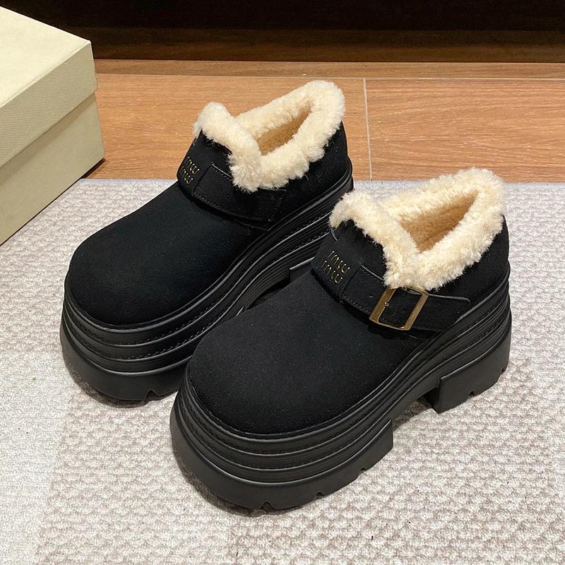 New Women Winter Warm Snow Boots 10CM High Platform Short Booties Designer Suede Leather Cotton Shoes Woman Ankle Botas Mujer