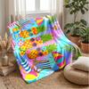 Peaches and Leaves Pattern Theme blanket Lightweight Warm Flannel Blanket Decorative Throw Blanket for Home Decoration