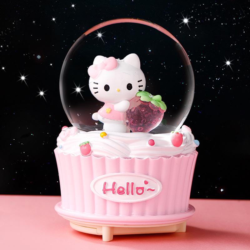 Cartoon Couple Crystal Ball Resin Snow Globe Music Box Toy