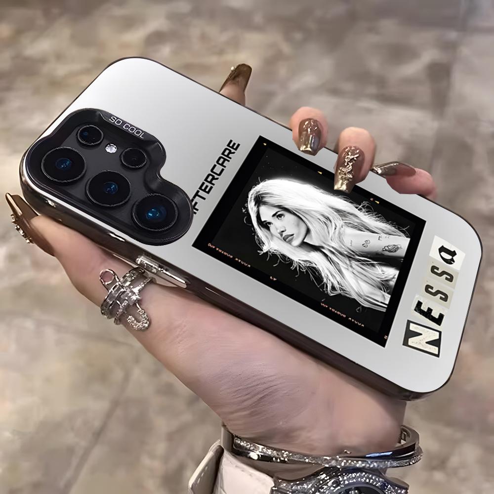 Nessa Barrett Singer Phone Case For Samsung S25 Ultra S23 S22 S21 S20 Plus S24 Fe A55 Color Silver Cover