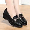 Fashion Retro Black Loafers Shoes for Women Spring New Comfort Soft Leather Low Heel Single Shoe Women Wedges Office Shoes