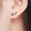 Silver earrings black STARS studs silver 925