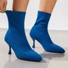 Autumn High Kitten  Heels Slip-On Women's Shoes Pointed Stiletto Boots Black Stretch Thin Sexy Comfort Socks Boots
