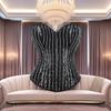 Черный серебристый топ-корсет bodycon без бретелек с пайетками и поддержкой для груди для женщин