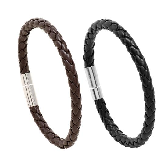 Faux Leather Braided Bracelet Handmade Luxury Solid Color Casual Unisex Bracelet Wrist