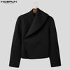 Men Lapel Long Sleeve Side Cross Short Blazer Casual Jackets Coats