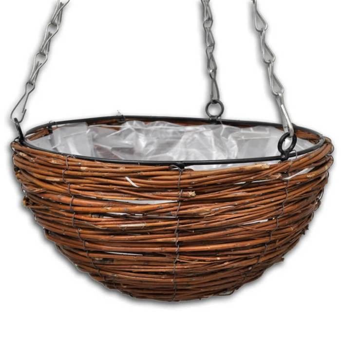 Panier suspendu - Lot de 4 rond - 25 x 13 cm - Fond plastique anti-fuite - Chaîne et cadre métal