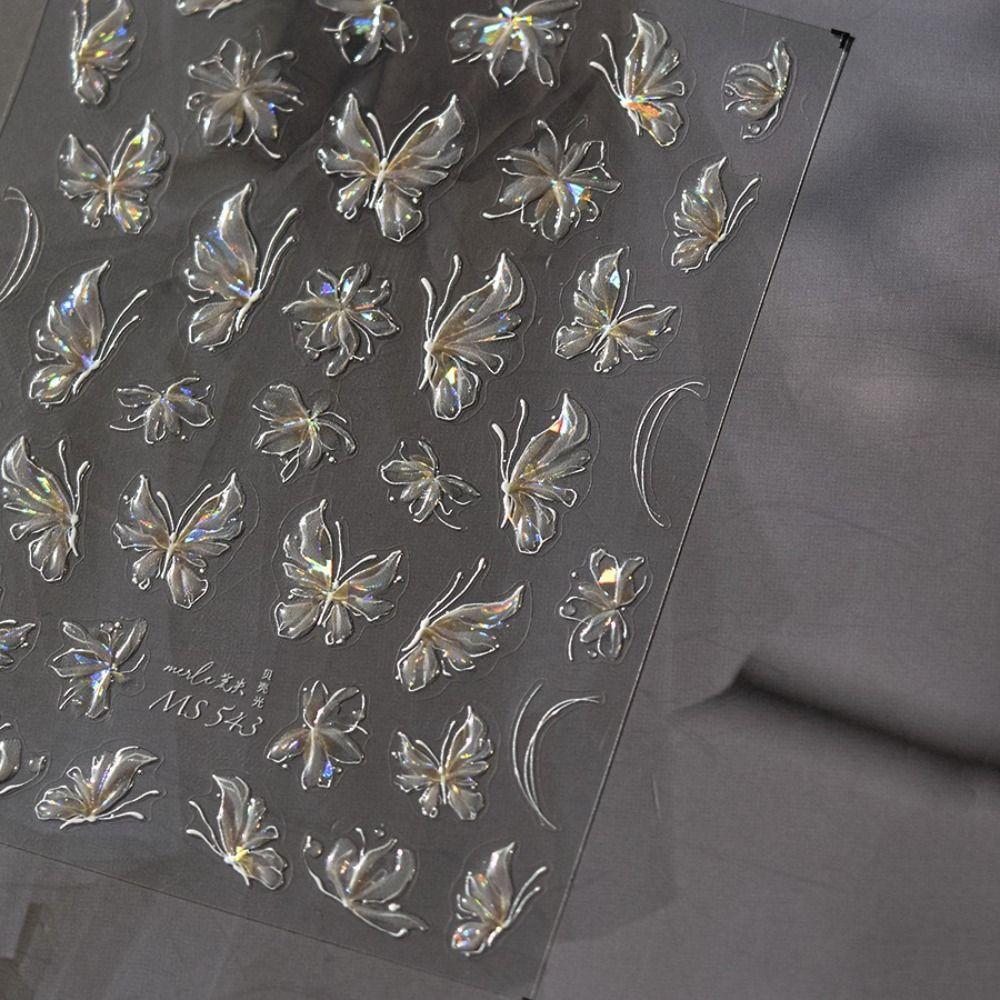 Self Adhesive Flower Nail Stickers 5D Nail Decals DIY Shell Light Nail Stickers  Women