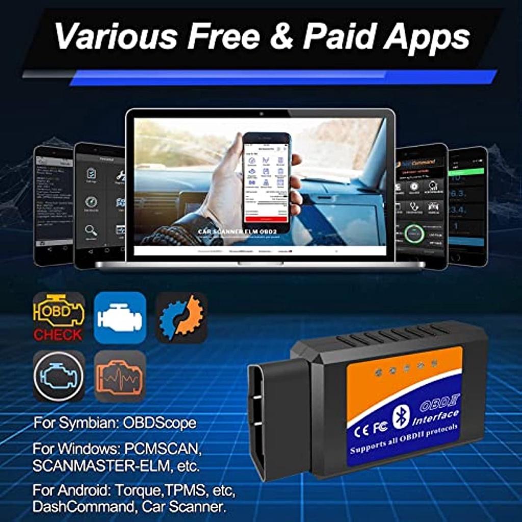 Диагностический инструмент Obd2 Bluetooth, сканер кодов для Android, Windows, автомобильный диагностический инструмент, адаптер Obd2 для всех транспортных средств с протоколом Obdii